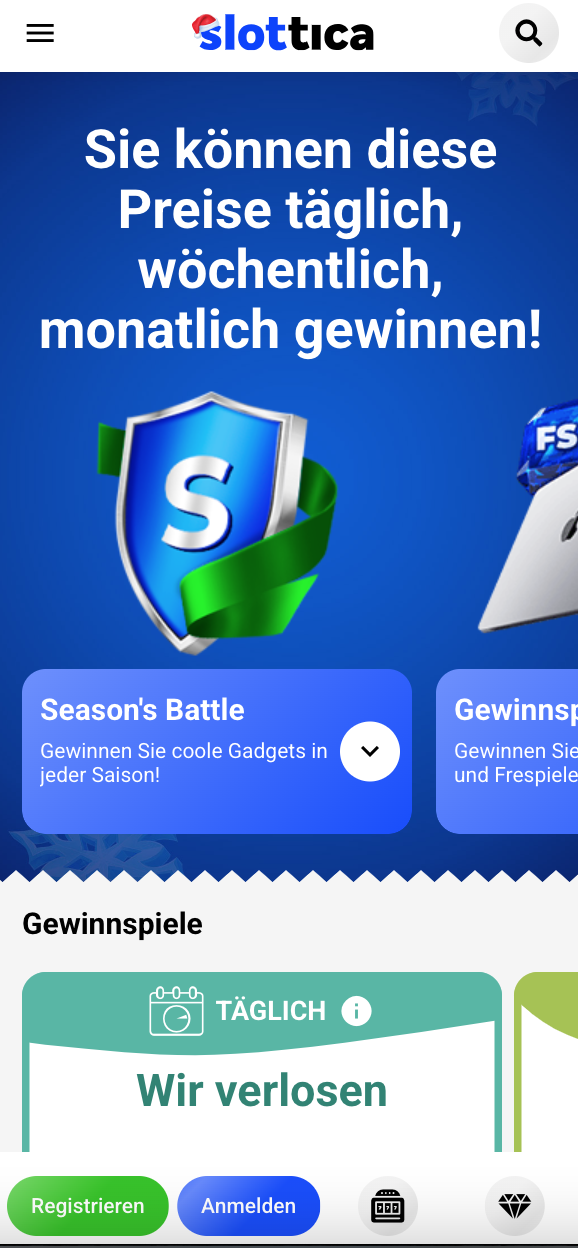 Screenshot des Bonusbereichs der mobilen App mit verfügbaren Angeboten und Aktionen