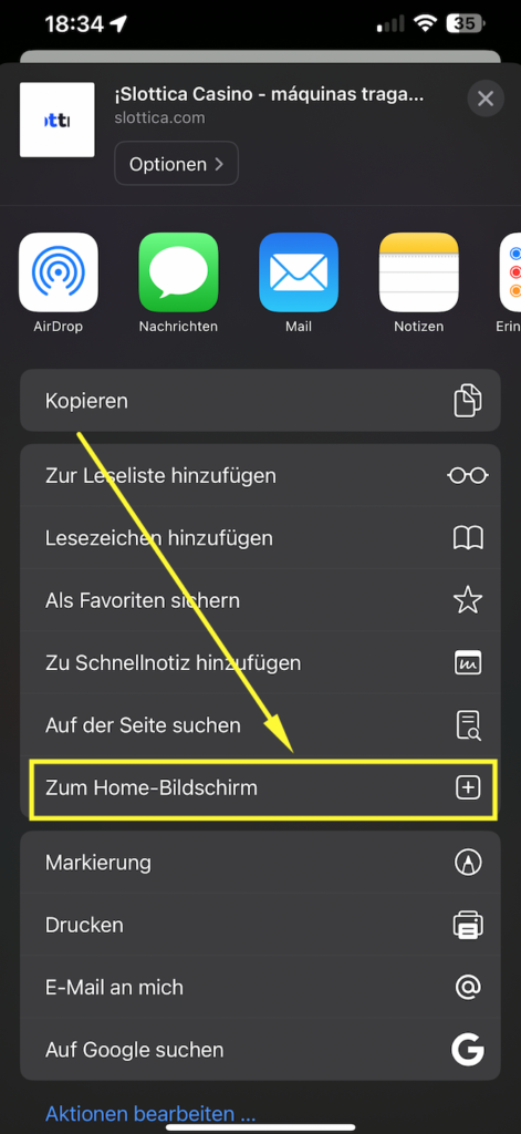 Auf „Teilen“ tippen
