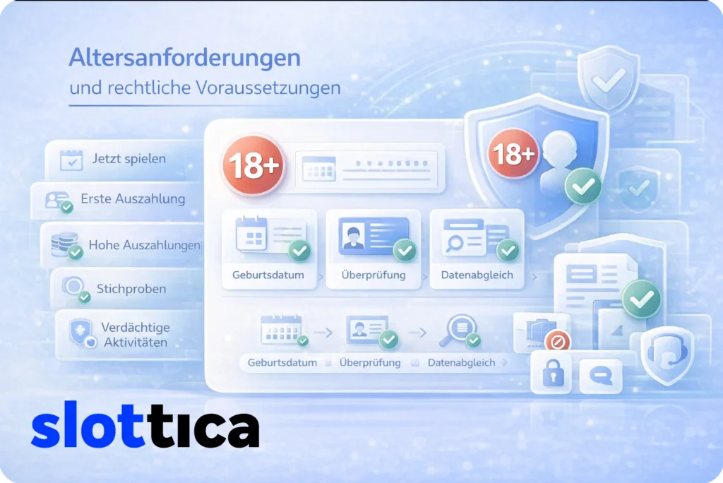 Altersverifikation und rechtliche Voraussetzungen für die Nutzung von Slottica ab 18 Jahren