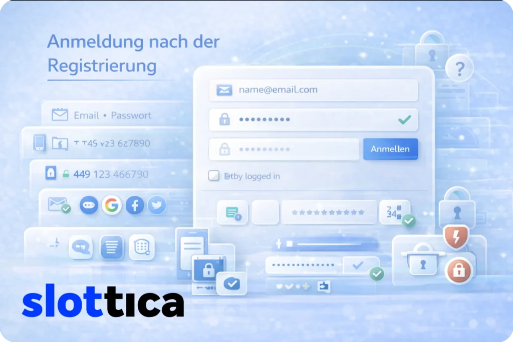 Anmeldung bei Slottica nach der Registrierung mit sicheren Login-Optionen
