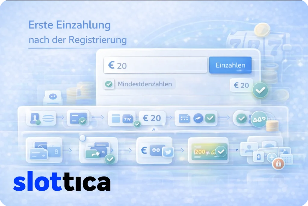 Erste Einzahlung bei Slottica nach der Registrierung mit sicheren Zahlungsmethoden