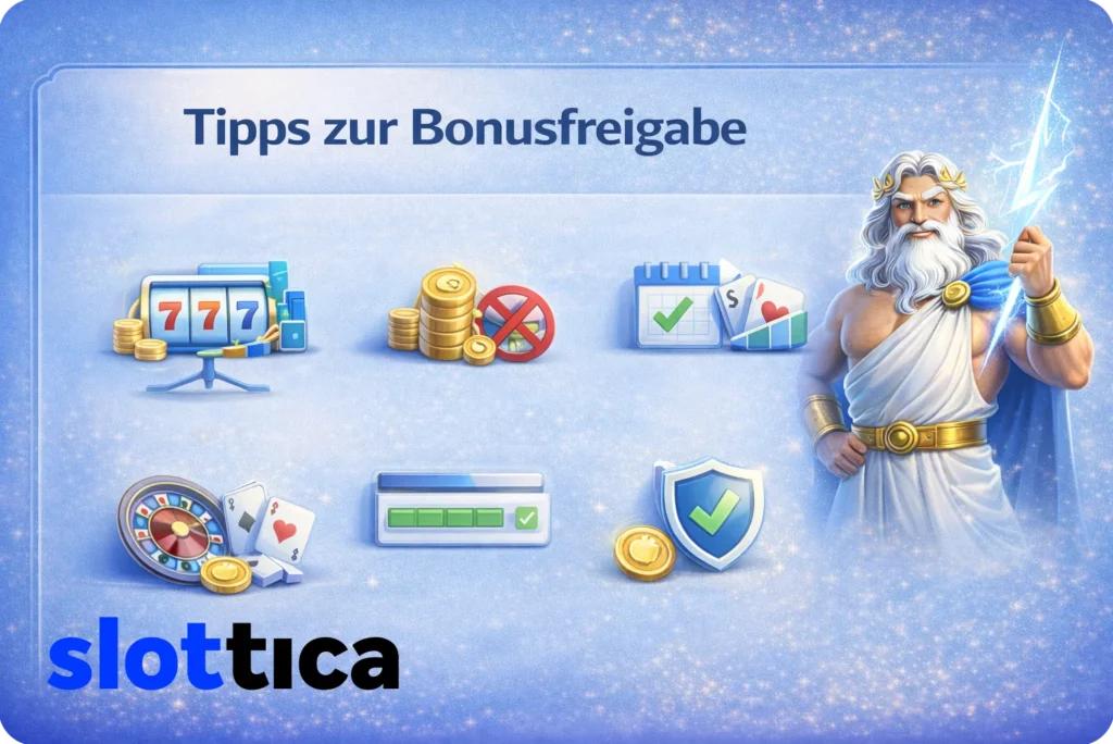 Illustration mit hilfreichen Strategien und Tipps zum erfolgreichen Freispielen eines Casino-Bonus