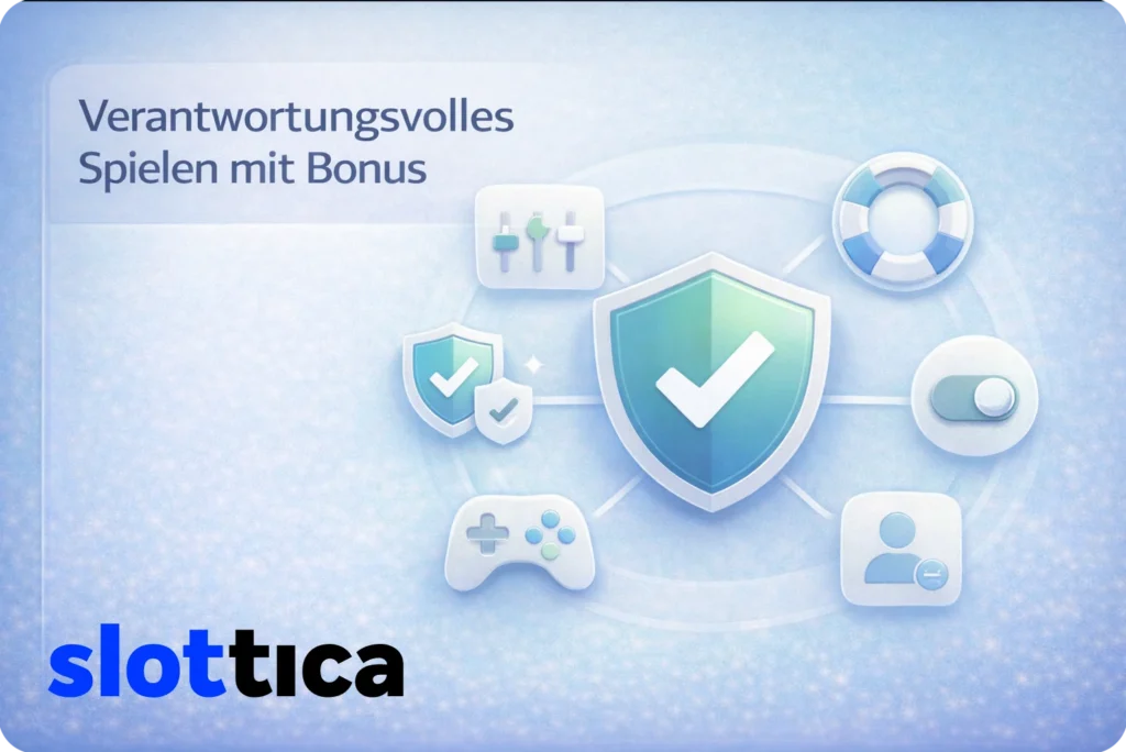 Illustration zum verantwortungsvollen Spielen im Online Casino mit Fokus auf Spielerschutz und Kontrolle